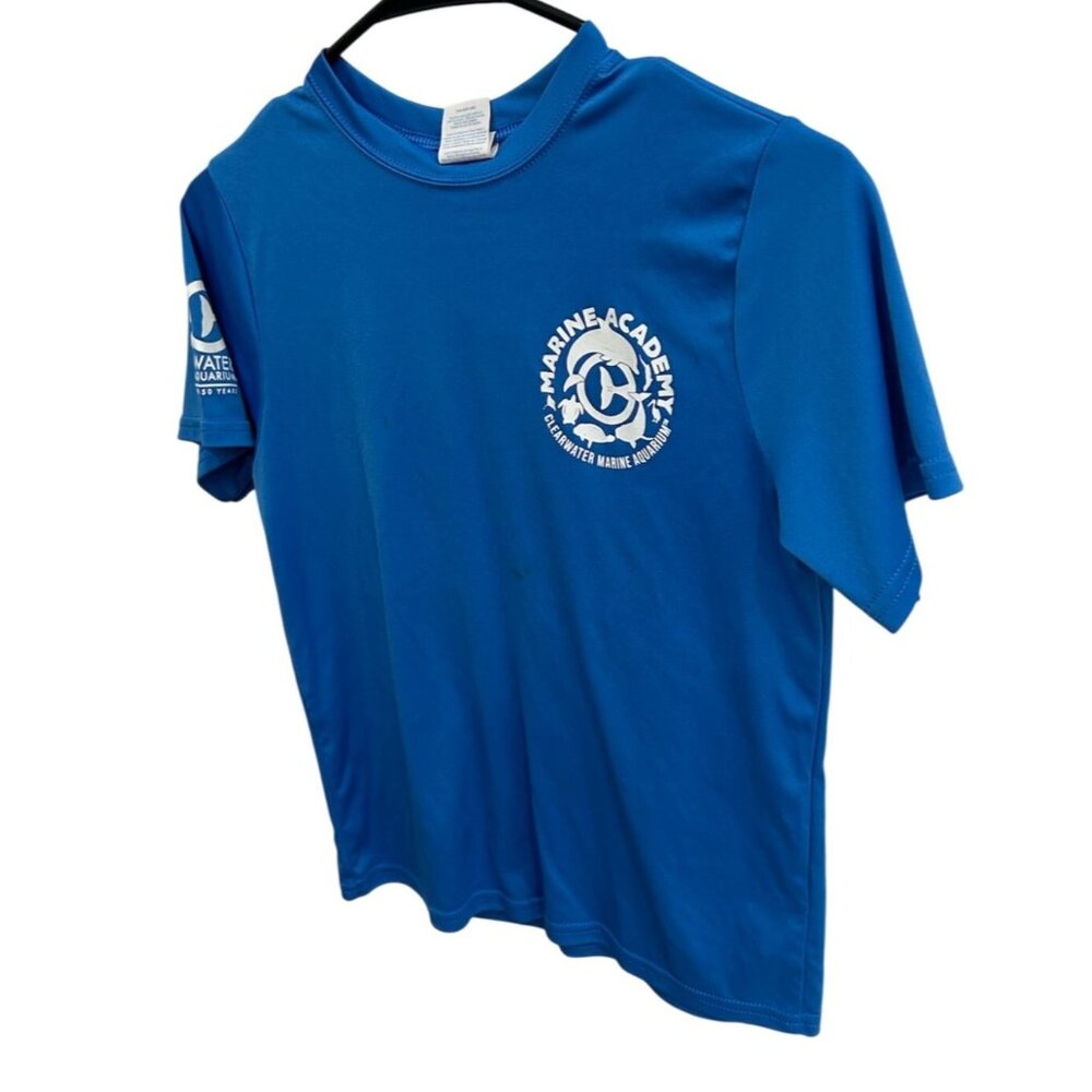 Port & Company Youth Marine Academy Performance Shirt Blue Sz M - Picture 3 of 10